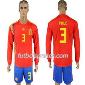 Camisetas España Pique 3 Primera Equipacion Mundial 2018 Manga Larga